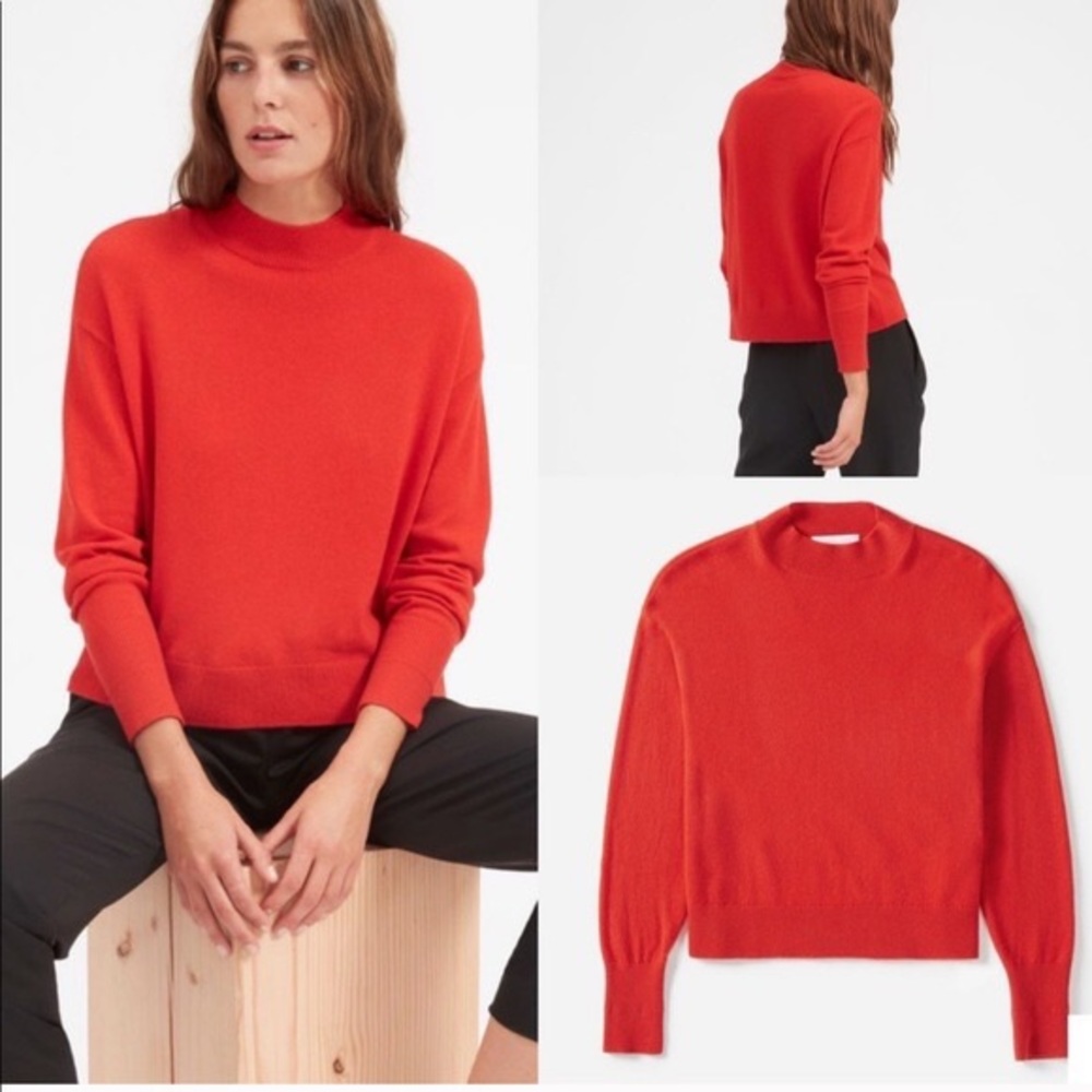 Everlane red cashmere mock neck sweater